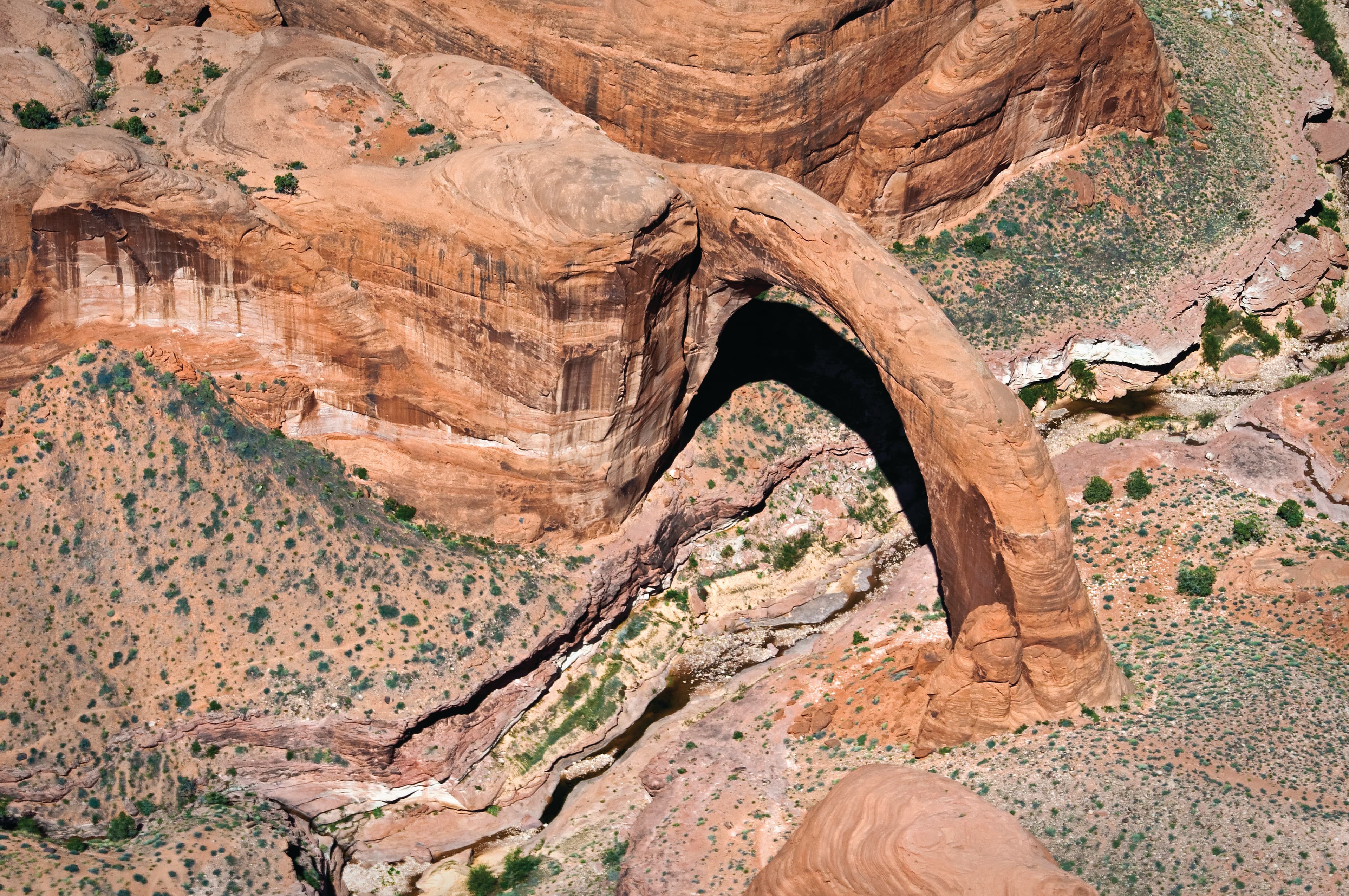 A view of Rainbow Bridge from the air.