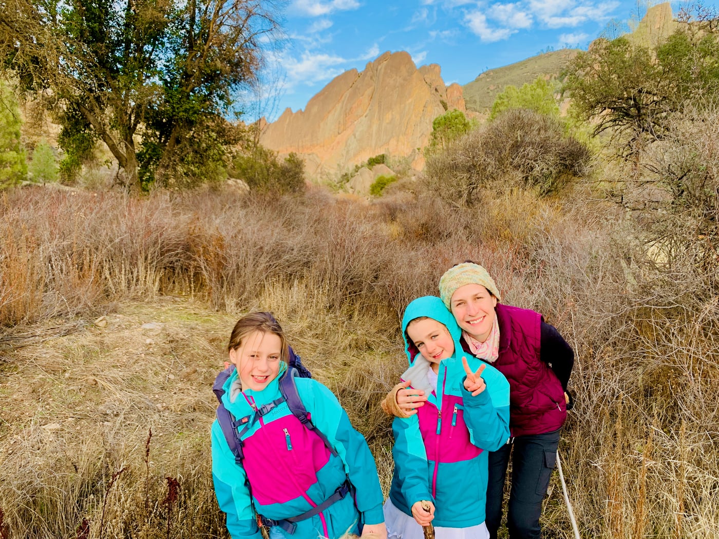 Mom and girls at Pinnacles National Park