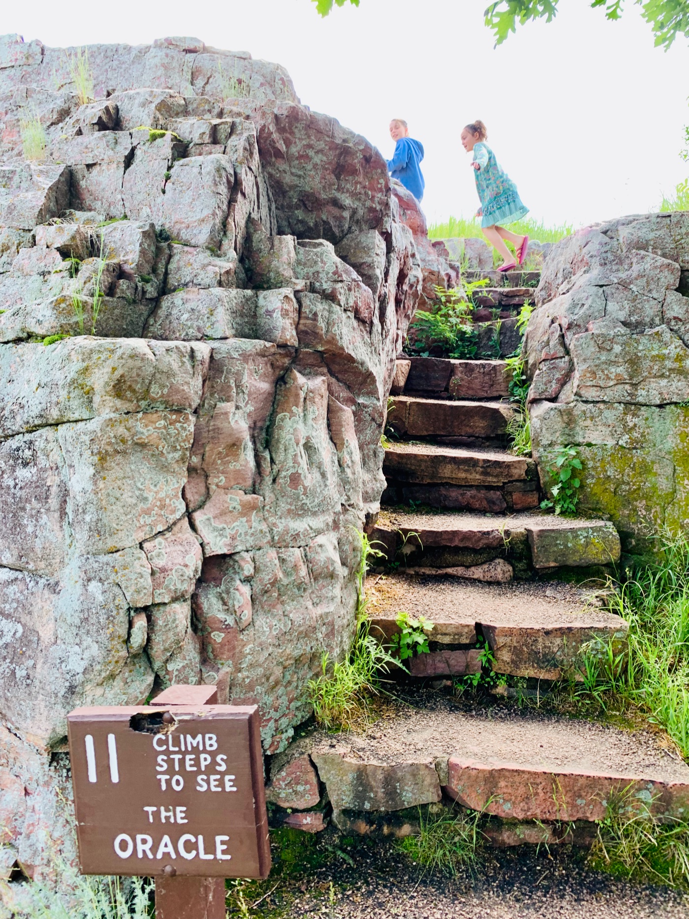 Eleven steps up the quartzite to reach the Oracle