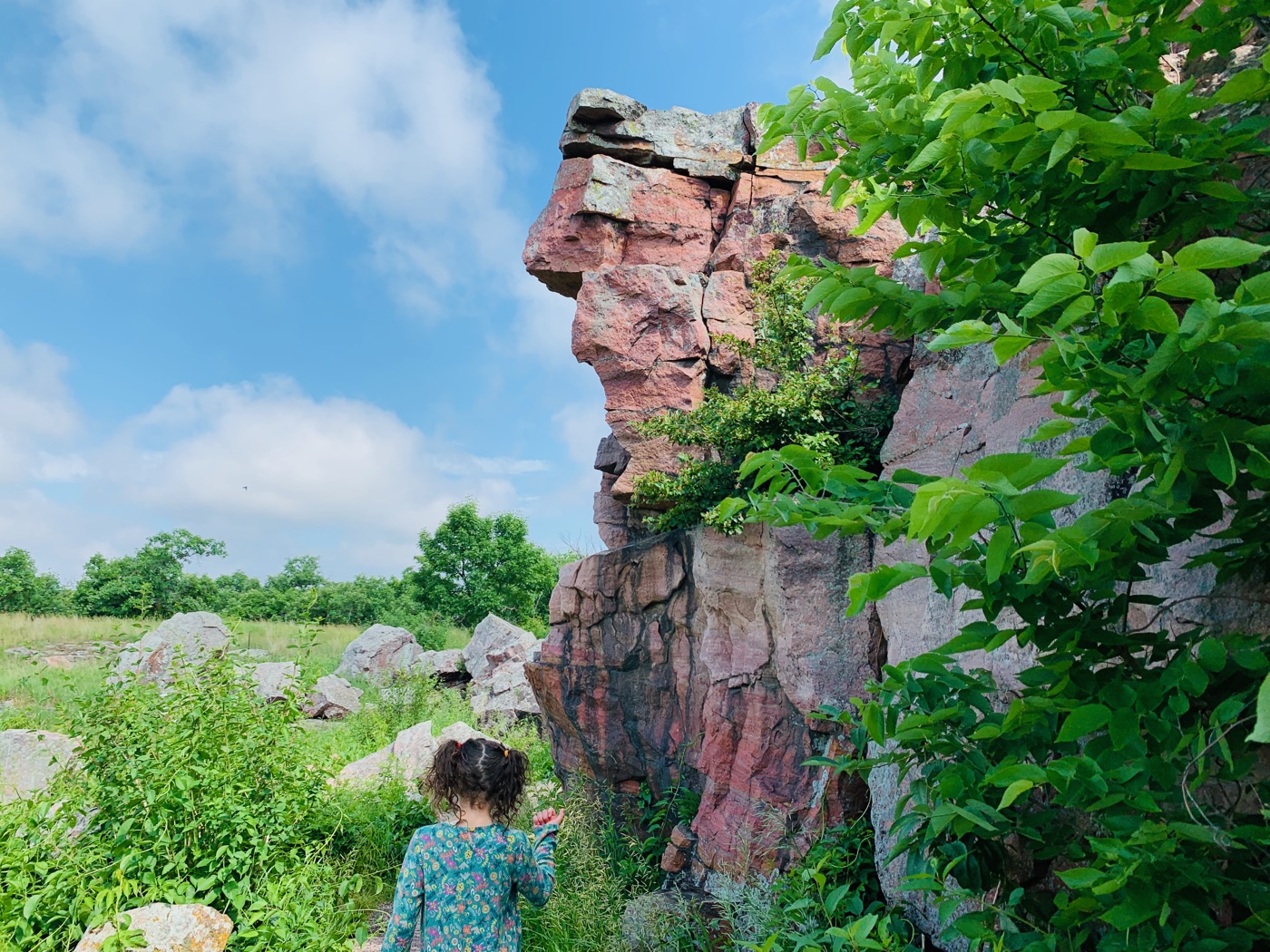 The stone profile of the Old Stone Face, gazing out over the prairie